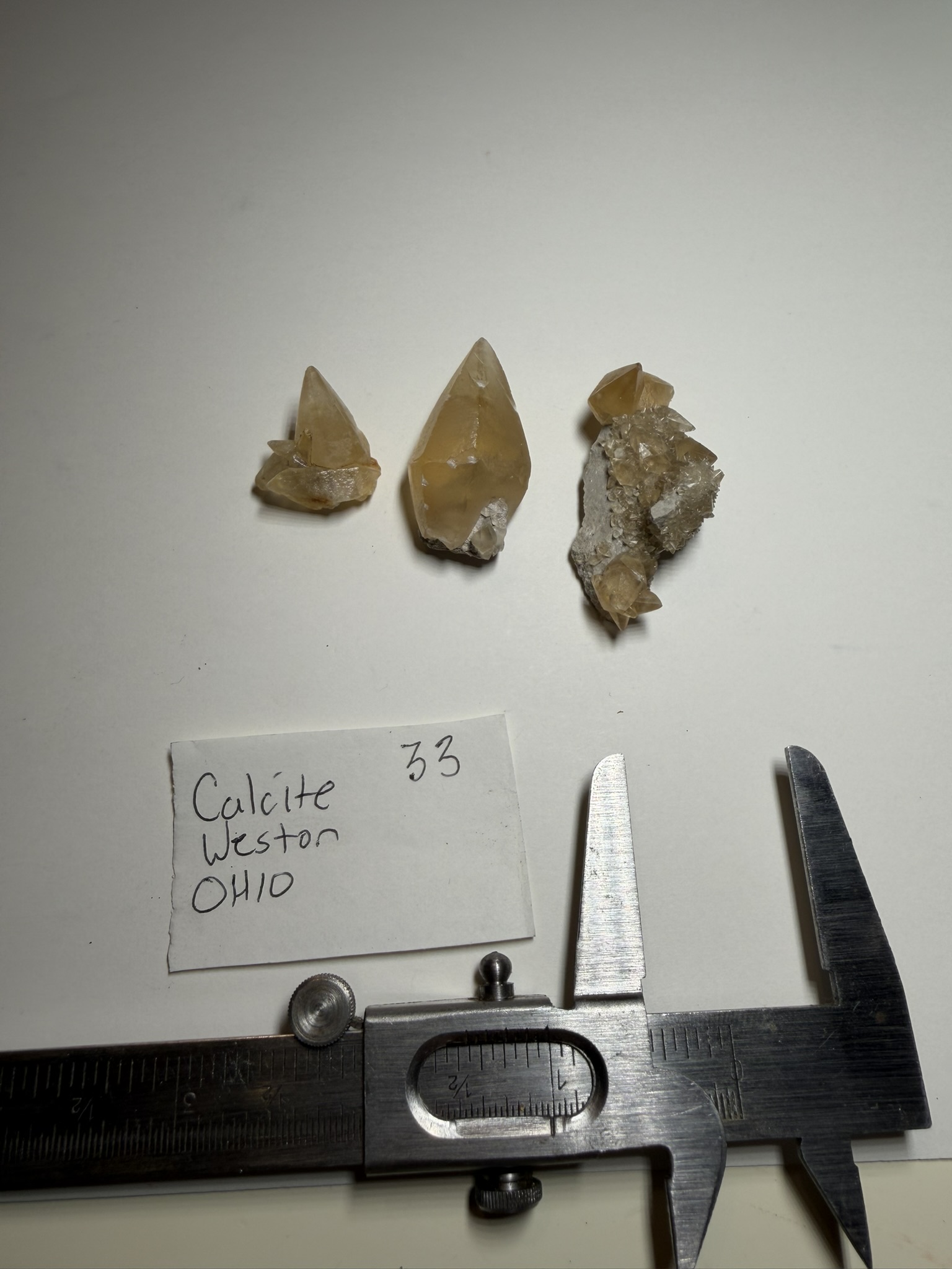 Ohio Calcite Crystal Lot — 3 Pieces from Weston, Wood County